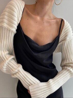 Simonett Cable Knit Bolero Shrug Ivory OS